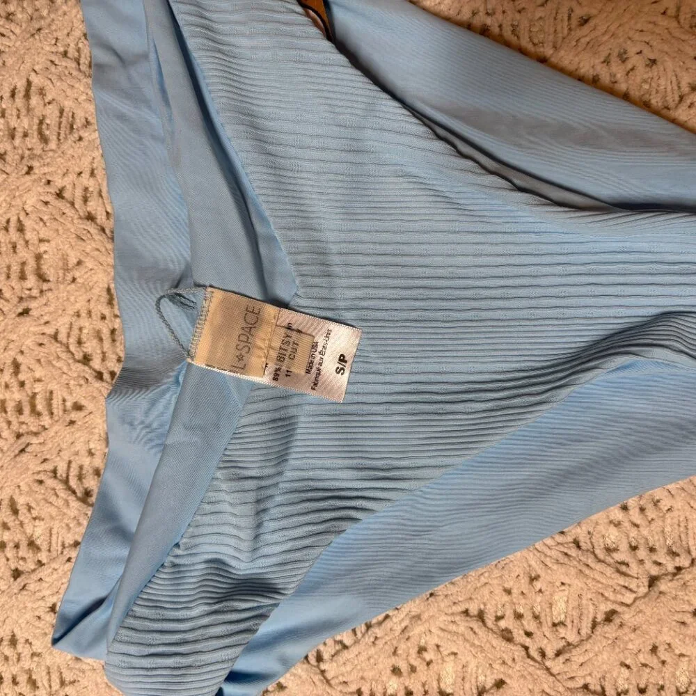 L*Space Ribbed High Waist Bitsy Bikini Bottom Blue - S-NWOT w/hygiene‎ sticker